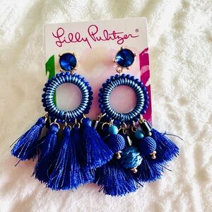 Lilly Pulitzer Alba Blue Raffia Earrings
